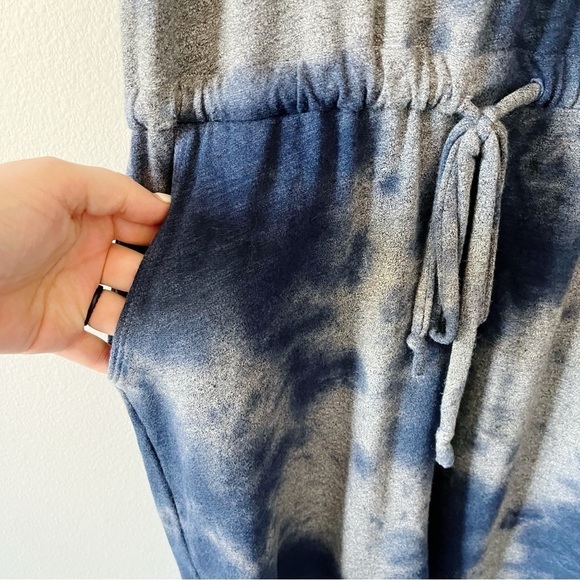 Sundry Blue Gray Tie Dye Racerback Tank Dress w/ Tie Pockets Size 2 = Medium - Picture 8 of 13